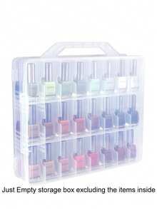 1 Peça Caixa de Armazenamento de Esmalte de Unha, Adequada para 48 Frascos, Suporte de Esmalte de Unha em Gel de Dois Lados, Com Placa Divisória Ajustável - Retângulo - Visão 11