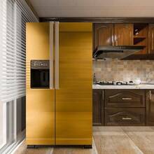 1 Roll Golden Brushed Stainless Steel Peel And Stick Contact Paper, Removable Self Adhesive Waterproof Vinyl Sticker For Kitchen Cabinet Countertop Refrigerator Bedroom Bathroom DIY Home Decor - Gold - View 5