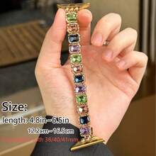 1pc Luxury Rhinestone Rose Gold Metal Band, Fits All Series, Made Of Rose Gold Alloy With Gradient Color Rhinestones, Adjustable Chain Design, Scratch-Resistant And Durable, Comfortable Wear - Multicolor - View 7