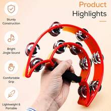 Adult Plastic Percussion Tambourine, Double Row Handheld Tambourine, Musical Instrument Tambourine, Rhythm Instrument, Handheld Percussion Drum, Suitable For Parties, Tambourine Tassels, Adult Musical Instrument, Percussion Tambourine, Tambourine, White Drum - Multicolor - View 2