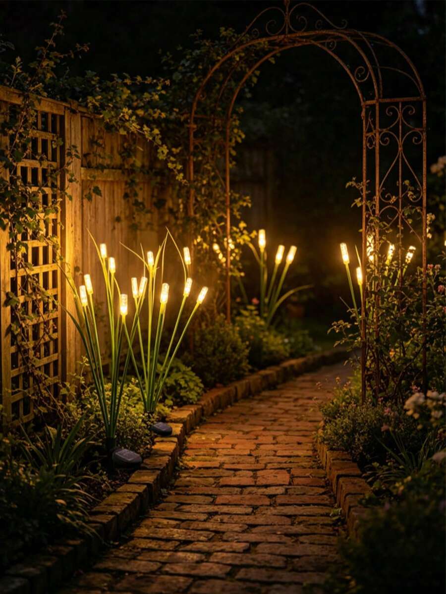 1/2pcs Solar Powered Reed Garden Lights, LED Garden Lights, Decoration, Pond Landscape Lighting - Multicolor - View 1