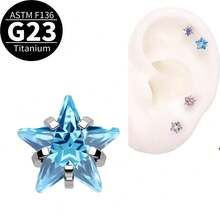 1 chiếc khuyên tai đinh tán hình ngôi sao mini 4mm không gây dị ứng, phù hợp cho cả nam và nữ, khuyên tai kẹp tai nhỏ nhắn tinh tế, khuyên tai xỏ lỗ tai Dopamine. - Ngôi sao - Xem 5