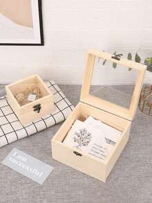 1 Stück Holz-Geschenkbox, exquisite Verpackungsbox, Schmuck-Holzbox Großhandel, Holz-Geschenkbox, Holzbox mit Glasdeckel, Verpackungsbox für konservierte Blumen - Verschiedenfarbig - Übersicht 5