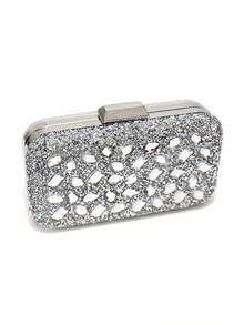 Acrylic Rhinestone Evening Bag Party Wedding Clutch Hot Design Chain Shoulder Handbag - Silver - View 6