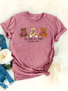 Edición limitada de algodón ligero y transpirable. Esta camiseta para mujer presenta un diseño de cuello redondo, está estampada con un patrón de oso de peluche e incluye la frase Carrying Love (1 Corintios 13:). Está diseñpara el uso diario casual y está confeccionada con un tejido suave y cómodo. Algodón ligero - Negro - Ver 9