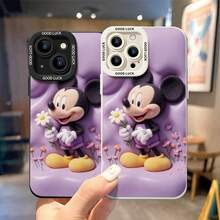 Disney Mickey Mouse Phone Case, Flower Protective Cover. Compatible With IPhone 17, 16, 15, 14, 13, 12, 11 Pro Series And Galaxy S22, S23, S24, S25 Models, Featuring A Plush-Style Mickey Holding A Daisy Against A Purple Background With Small Flowers, Perfect For Fans Of The Iconic Mouse, Ideal For Birthdays, Holidays, Anniversaries, Graduation Gifts, Or Any Special Occasion To Surprise Family, Friends, Classmates, And Loved Ones. - trắng - Xem 4