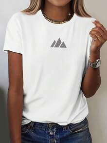 Camiseta suave 100% algodón para mujer, de cuello redondo y manga corta, versátil, casual, delgada, transpirable y fresca para el verano. Camiseta de algodón transpirable, combina con todo. - Blanco - Ver 6