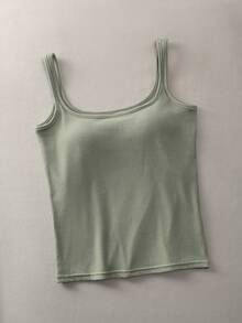 Camisola acolchada de unicolor versátil y casual - Verde - Ver 6