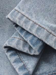Pantalones vaqueros de pierna recta con diseño de pretina de talle bajo para mujer - Lavado ligero - Ver 7
