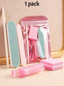 Bộ dụng cụ làm móng tay dùng một lần cơ bản 5 món, gồm dũa móng mini, dụng cụ đánh bóng móng, cán cầm bằng gỗ cam, bộ dụng cụ làm móng chân đóng gói riêng lẻ dành cho móng tay và móng chân, vật tư salon. - Nhiều màu - Xem 12