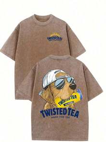 Twisted Tea T-Shirt, 230GSM Thick Cotton T-Shirt, Unisex Urban Retro Style T-Shirt, Casual Outdoor Wear, Machine Washable, Perfect Gift For Men And Women, Graphic Tees For Women, T-Shirts, Summer Clothes For Women - 彩色 - 查看 1
