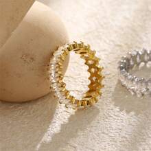 1 Stück Luxus 18K Vergoldeter Edelstahl Ring mit funkelnden Zirkoniasteinen, geeignet für den täglichen Gebrauch und Hochzeitstragen von Frauen, Geschenk - Diamantring - Übersicht 3