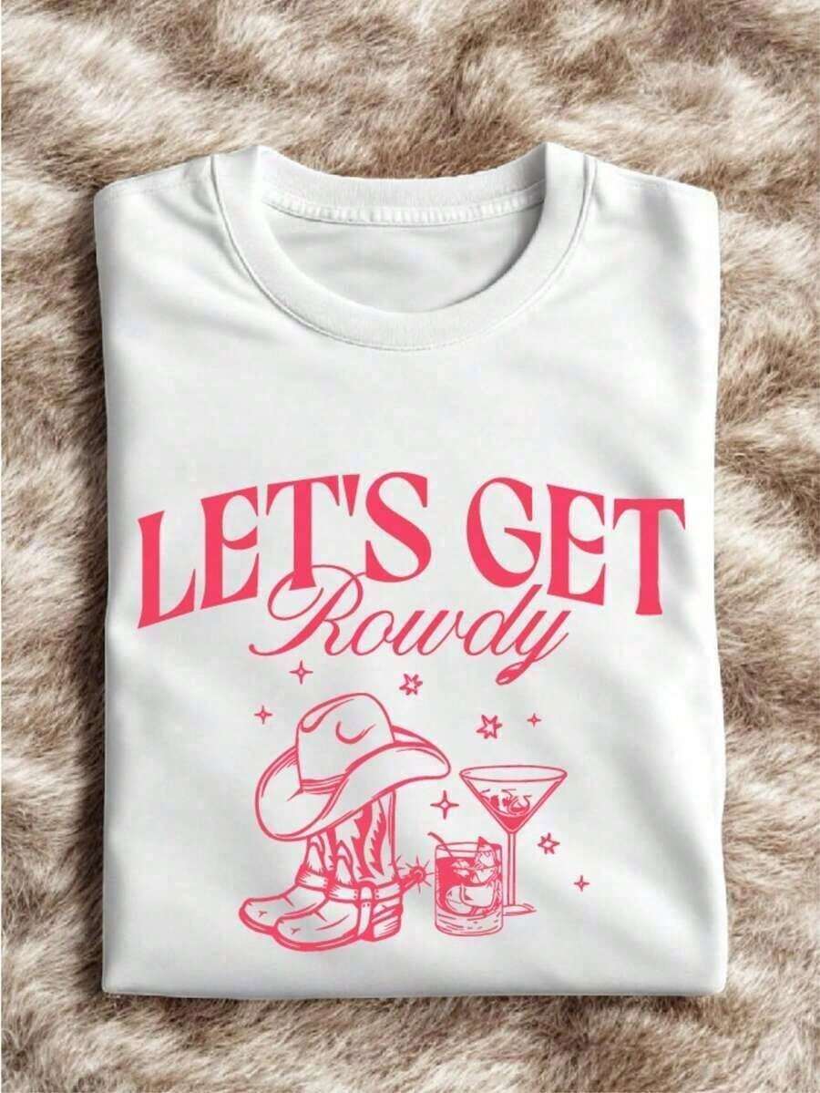 1 Piece Bachelorette Party T-Shirt "Last Rodeo", Nashville Bachelorette Party, Bridesmaid T-Shirt, Country Bachelorette Party T-Shirts, Cowgirl Bridal Party, "Let's Make Some Noise, My Last Rodeo" IT-3213Y2Y-Summer Clothes CA24180g 100% Cotton - 白色T卹,讓我們嗨起來! - 查看 1