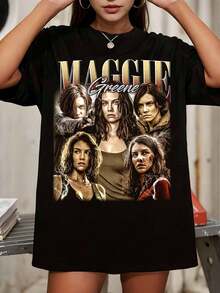 Maggie Greene T-Shirt – Vintage  Crewneck, Lauren Cohan Fan Apparel - Black - View 1