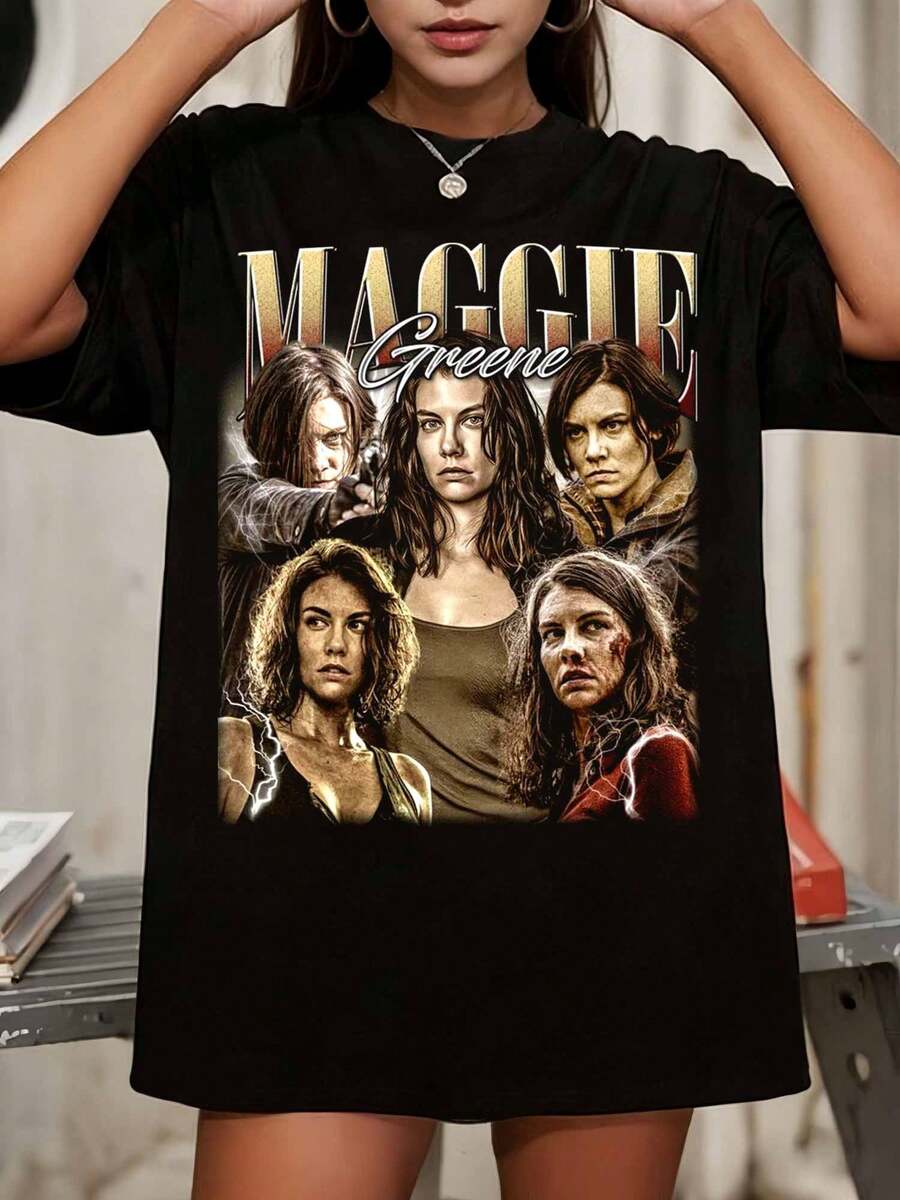 Maggie Greene T-Shirt – Vintage  Crewneck, Lauren Cohan Fan Apparel - Black - View 1
