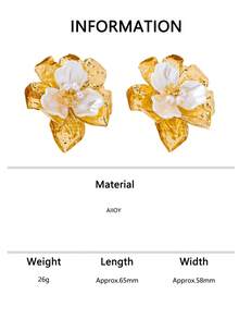 1 Pair Summer Bohemian Style Multi-Layer Metal 3D Floral Earrings, Fashionable High-Quality Elegant Earrings For Women, Suitable For Daily, Party, Holiday Gift - Yellow Gold - View 6