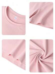 1 Summer Short Sleeve T-Shirt With Round Neck, Pink Heart And Coffee Cup Print, English Letter Print, Casual And Comfortable Loose Fit For Coffee Lovers, Suitable For Street, Daily Wear, Music Festivals, Parties, Holiday Outfit For Women, White Color. - 粉色 - 查看 7