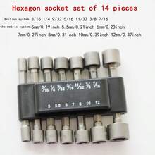 Set de 9 piezas/14 piezas de brocas para atornillador de impacto, adaptador de zócalo expandido, llave de tuerca de potencia, vástago hexagonal de 1/4", para taladro y llave de impacto, para uso doméstico y profesional - Juego de 14 piezas - Ver 9
