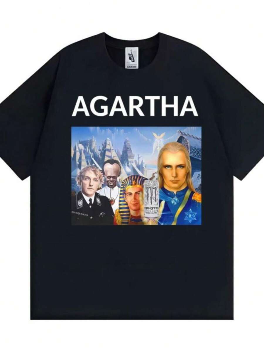 playeras de mujer 2026 HollowEarth Agartha Meme Graphic T Shirts Men Women Hip Hop Vintage Style T Shirt Summer Oversized Short Sleeve Comfort T-shirts - Negro - Ver 1