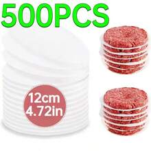 100/500 piezas de papel para hamburguesas precortado, papel interfoliado de alta calidad de 11,99 cm de diámetro, adecuado para separar hamburguesas congeladas, apilable, para horno, diseño individualmente empaquetado, accesorio de cocina ideal para el hogar y el restaurante - Ver 3