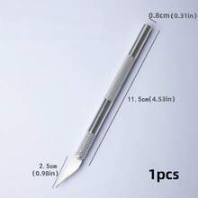 1 pieza Cuchillo de talla artesanal, para cortar papel, hacer tarjetas, manualidades de recorte de ventanas, juego de herramientas de precisión, adecuado para proyectos de talla de arte y manualidades DIY - C-metal plateado - Ver 12
