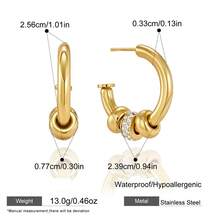 S SHOPBOHO 1 Paar wasserdichte hypoallergene zweifarbige Gold-Silber Creolen mit Zirkonia-Perle, kleine Creolen, minimalistische Ohrringe für den täglichen Gebrauch für Frauen - CC Ohrringe - Übersicht 8