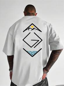 Christian Themed T-Shirt| Casual, Loose-Fitting, Breathable Short-Sleeved T-Shirt With "God Is Greater Than The Mountains And The Sun" Print, Cross Design, Machine Washable, Suitable For Summer Outdoor Activities And Casual Wear, Summer Clothing, Plus Size. - 白色的 - 查看 8