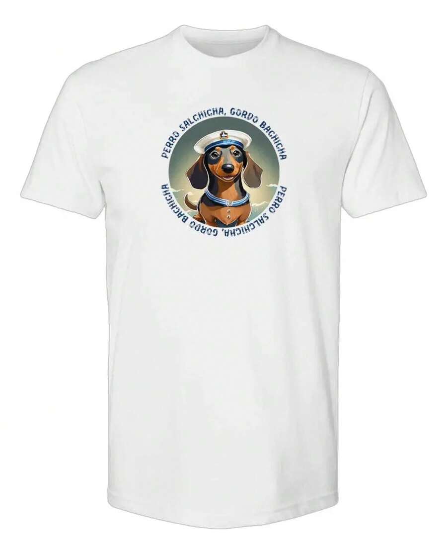Playera Perro Salchicha Gordo Bachicha - Blanco - Ver 1