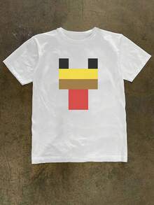 Camiseta Retro de Mujer con Estampado de Animales en Píxeles 8-Bit - Top Casual de Manga Corta y Cuello Redondo Adecuado para Todas las Estaciones, Camiseta Semi-Translúcida con Estampado Digital Lavable a Máquina - Blanco - Ver 6