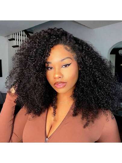 Curly Half Wigs Human Hair With Drawstring 3 In 1 Human Hair Wig Deep Wave Wig Seamless Flip Over Half Wig Beginner Friendly Curly Headband Wigs For Women