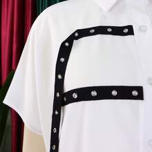 Loose-Fitting Midi Shirt Dress 2026 With Lapel And Short Sleeves - 白色 - 查看 6