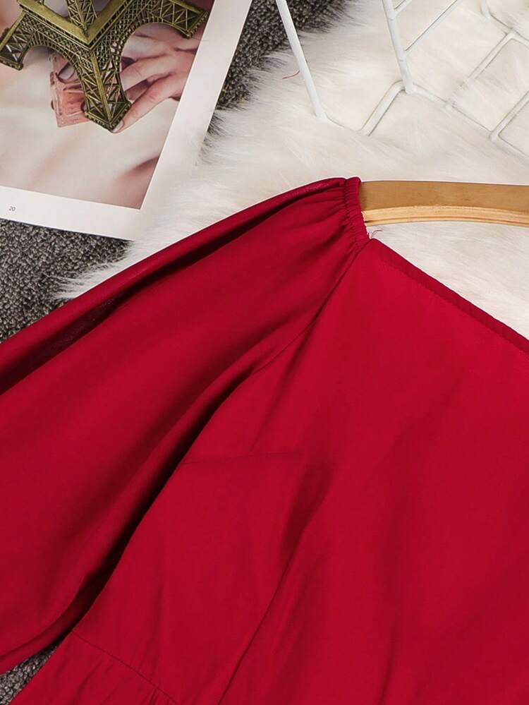 Fashionable Maxi Dress With Style, Sexy, Off-The-Shoulder And Casual - 酒紅色 - 查看 4