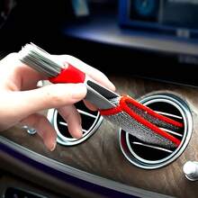 1 pieza Cepillo doble para limpiar rejillas de ventilación de coche, limpiador de acondicionador, quitapolvos para parrilla, limpiador de detalles de automóvil, herramienta de limpieza del interior del coche - cepillo de doble punta - Ver 9