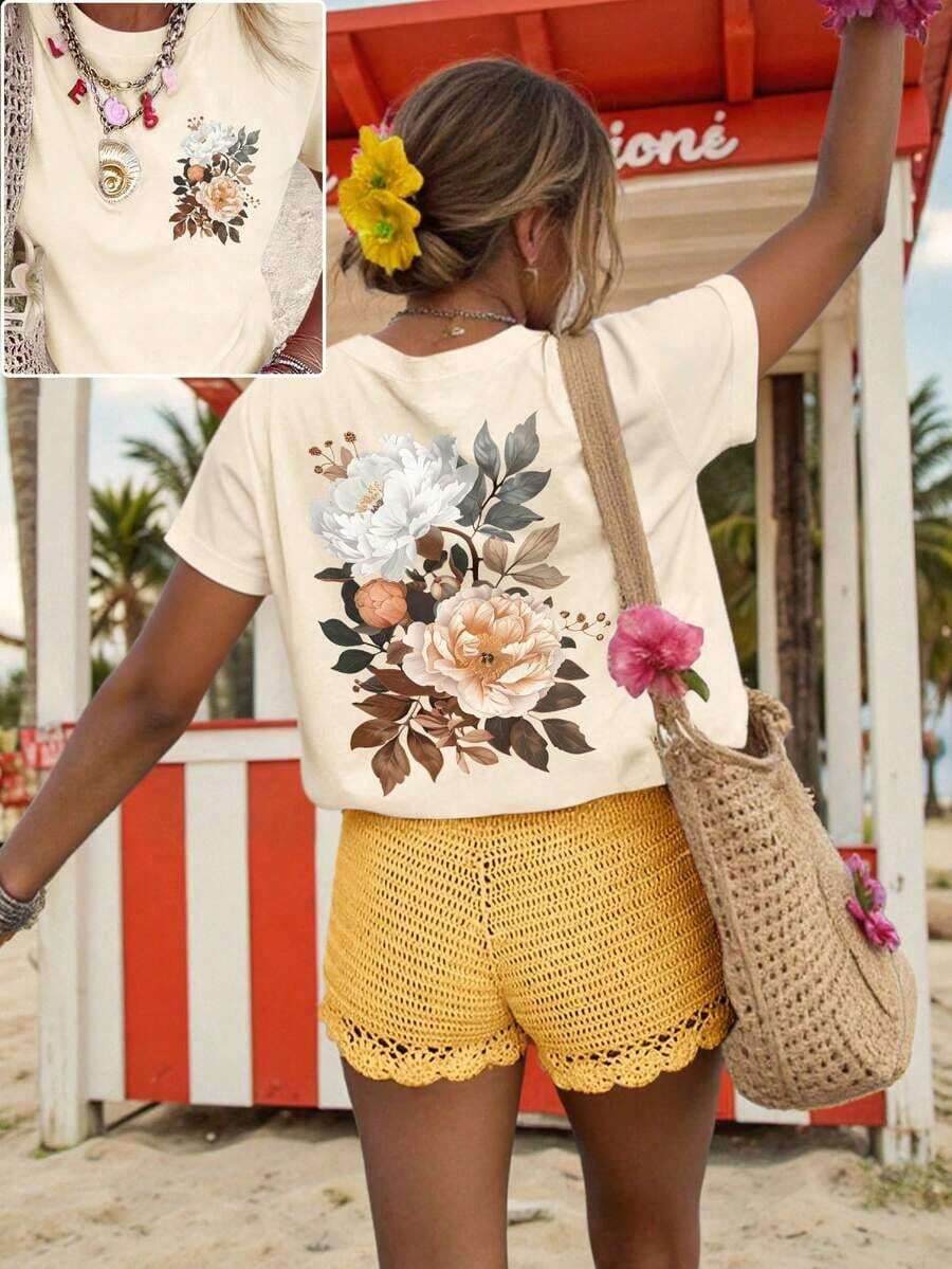 Camiseta de primavera para mujer, ropa de resort, primavera - Albaricoque - Ver 1