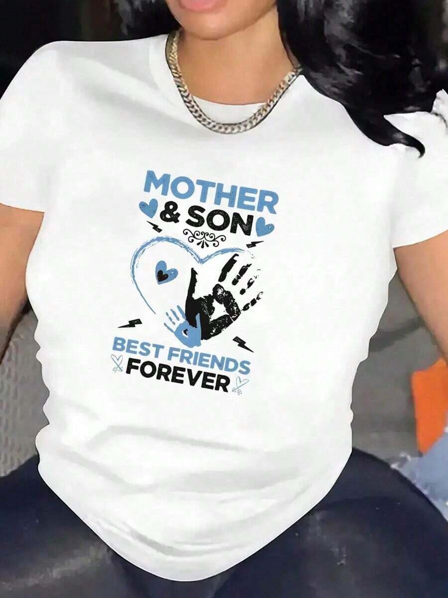 Camisetas casuales unisex de primera calidad, lindas y a juego para madre e hijo - Camiseta con estampado de corazón "Mejores Amigos para Siempre" - Camiseta de cuello redondo de poliéster suave - Regalo del Día de la Madre para mamá e hija - Top casual para uso diario - Conjunto a juego en blanco y negro para madre e hijo, ropa sentimental, estampado elegante, ajuste cómodo, camisetas a juego para la familia, conjuntos familiares, ropa para padres e hijos, tela de elasticidad media, regalo familiar, camiseta ligera, camiseta estampada, combinación familiar, madre e hija, camiseta a juego. - Blanco - Ver 1