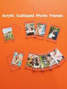 2/5/10Pcs 2.36 X 3.54 Inch Acrylic Fridge Magnetic Frame Scalloped, Double Sided Frame, Refrigerator Magnet Picture Frame - Multicolor - View 6