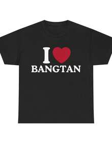I Love Bangtan Shirt Konsertkläder, festivalkläder för kvinnor, t-shirt, sommarkläder, festkläder, streetstyle, kläder för varmt väder, semesterkläder, utomhuslek, vardagskläder, perfekt för fester och familjesemester. - Svart - Visa 1