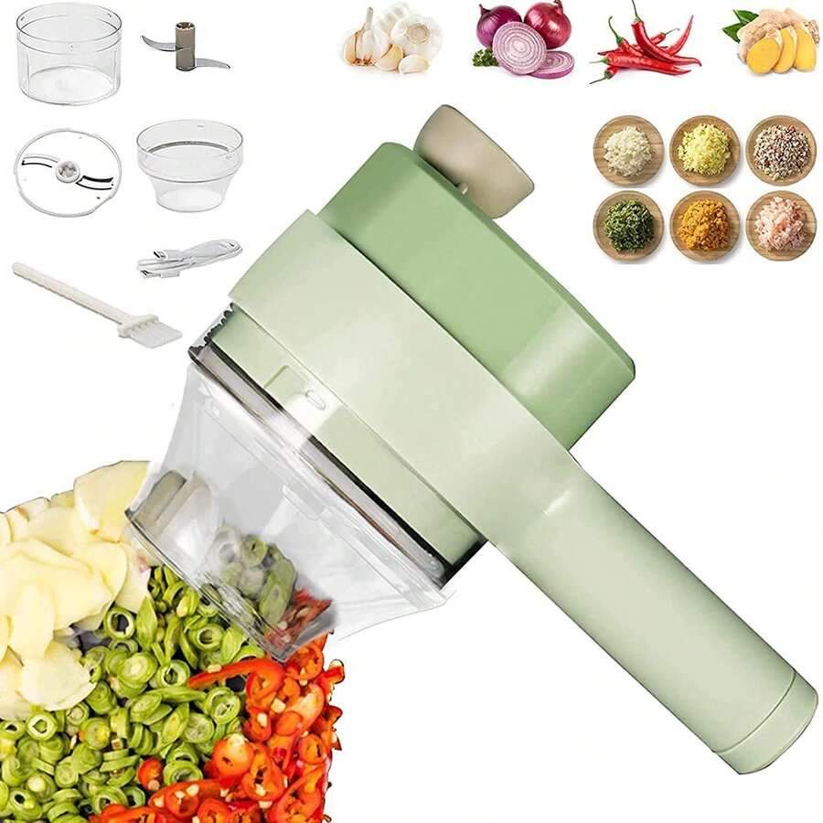 Cortador eléctrico de verduras, agitador de ajo, máquina de cocción eléctrica multifunción, procesamiento de ajo, pimientos, cebollas, especias y otros electrodomésticos de cocina - Multicolor - Ver 1