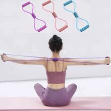 Set de 7 piezas multifuncional para fitness en casa y yoga, banda de resistencia en forma de 8, anillo de yoga para estiramiento, banda de resistencia para adelgazar, banda de estiramiento de yoga, colchoneta de soporte, equipo de fitness para modelar el Body, equipo deportivo completo para entrenamiento de Pilates en casa. - Rosa - Ver 4
