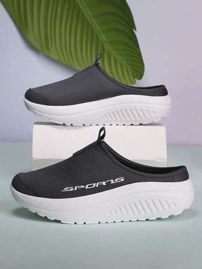 Sandalias de verano sin cordones para mujer, pantuflas sin talón antideslizantes, nuevos zapatos casuales deportivos, de malla transpirable, de uso sin cordones, con cuña, versátiles y de moda, zapatillas de ocio