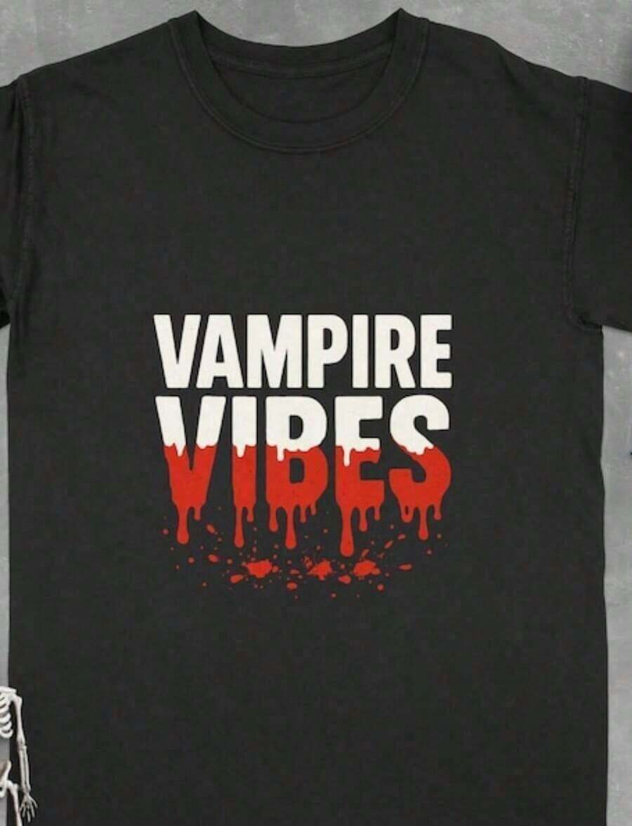 Retro Distressed Vampire Graphic Crew Neck Short Sleeve T-Shirt, Basic Solid Casual Summer Top For Women - Black 2 - 查看 1