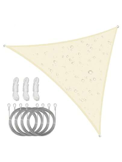 Ein Set aus wasserdichten Sonnensegeln, inklusive Edelstahlseile für die Installation, erhältlich in Dreieck-, Rechteck- und Quadratform, 98% UV-Blockierung, geeignet für Outdoor-Camping, Terrassen, Gärten, Schwimmbäder und andere Orte.