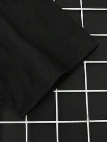 Camiseta de manga corta casual de moda sencilla para hombres de talla grande, para uso diario - Negro - Ver 3