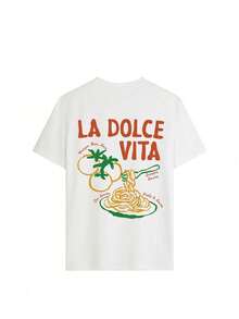 1 Piece/Set Of Short Sleeve T-Shirt With Round Neck, Hand-Painted Ramen Combined Print, Minimalist Summer Style, Versatile And Fashionable Casual Wear For Women. - 白色 - 查看 3