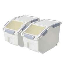 CITY BABY 2 Pack Airtight Flour Storage Container With Scoop, Dry Food, Sugar, Baking Supplies, Rice Container Set -BPA Free- Pet Food Storage Container, Dog Cat Birds Food Bin 13LB - Paquete de 2 unidades de 13 libras - Ver 2
