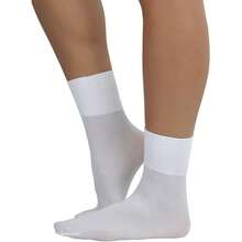 Women's Opaque Ankle High Nylon Fashion Socks W/Ruffle Lace Trim - 白色 - 查看 4
