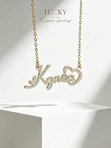Dây chuyền đính đá theo yêu cầu • Dây chuyền kim cương cá nhân hóa • Dây chuyền khắc tên • Trang sức khắc chữ viết tay ấn tượng • Quà tặng cho con gái • - Dây chuyền kim cương nguyên khối kiểu 3 - Xem 13