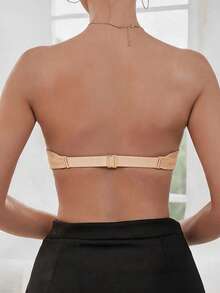 Women's Skin-Tone Strapless Bra, Sexy Invisible Strapless Bra With Front Closure, Underwire Push-Up Bra With Backless Design, Invisible Non-Slip Supportive Thin Top Thick Bottom Bra For Small Bust - Apricot - View 3