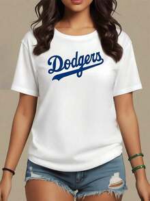 El estampado resalta la pasión por el béisbol y simboliza energía positiva perseverancia y amor por el deporte mostrando orgullo y fuerza en cada detalle camiseta de mujer 100% algodón blanca cómoda casual moderna,maija mujer curvy. - Blanco - Ver 9