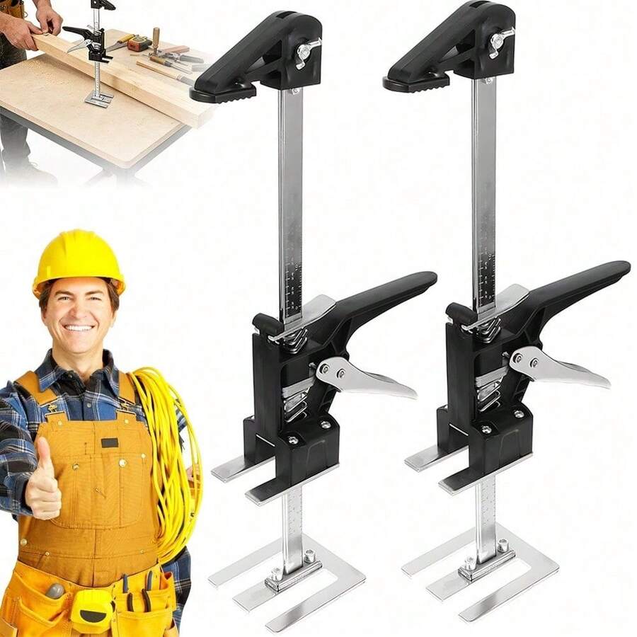 Ein zweiteiliges Arbeitsheber-Set mit einer Hubhöhe von 38,1 cm. Dieser multifunktionale, kraftsparende Heber eignet sich für Türen und Holzbretter – ein praktisches Hebewerkzeug und ein energiesparender Helfer bei Montage- und Renovierungsarbeiten.